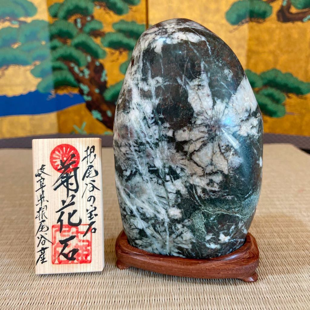 鑑賞石 菊花石 水石 - kg 台座付属 公式通販 T*n様 赤いふちどり