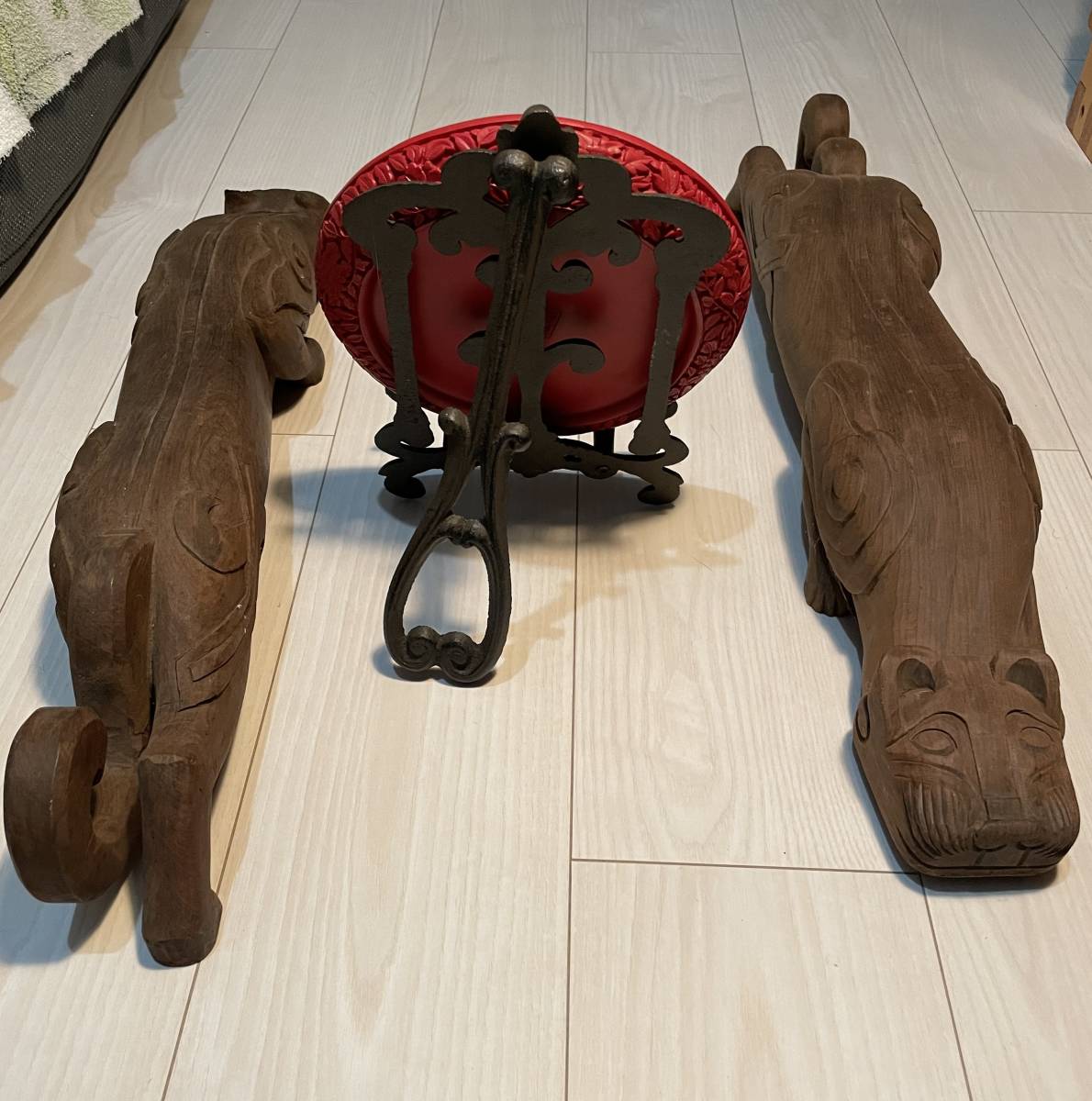 木彫り 虎オブジェ 木製 インテリア 彫刻 置物 コレクション ヨコ 70