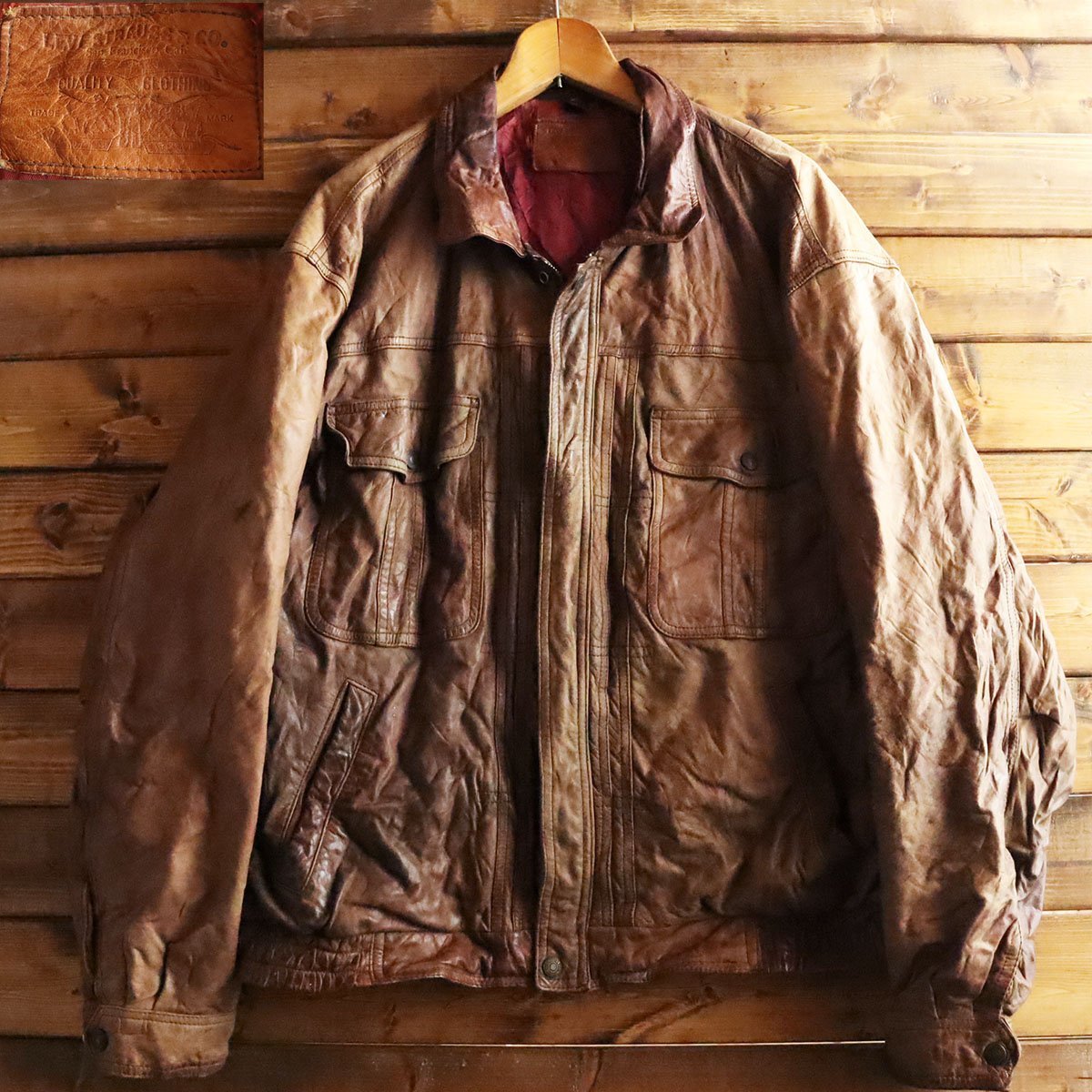 A2/T8-15-2 LEVIS リーバイス レザージャケット 本革 本ライダース 皮 