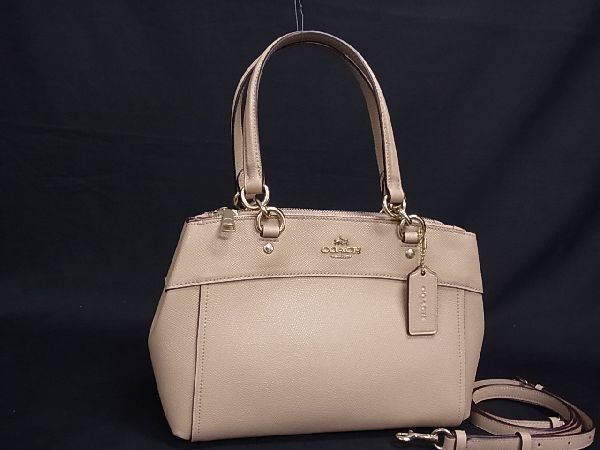 1円 ■極美品■ COACH コーチ F25395 ミニブルック レザー 2WAY ハンドバッグ ショルダー 手提げ 肩掛け 斜め掛け ベージュ系 AD8576セオ