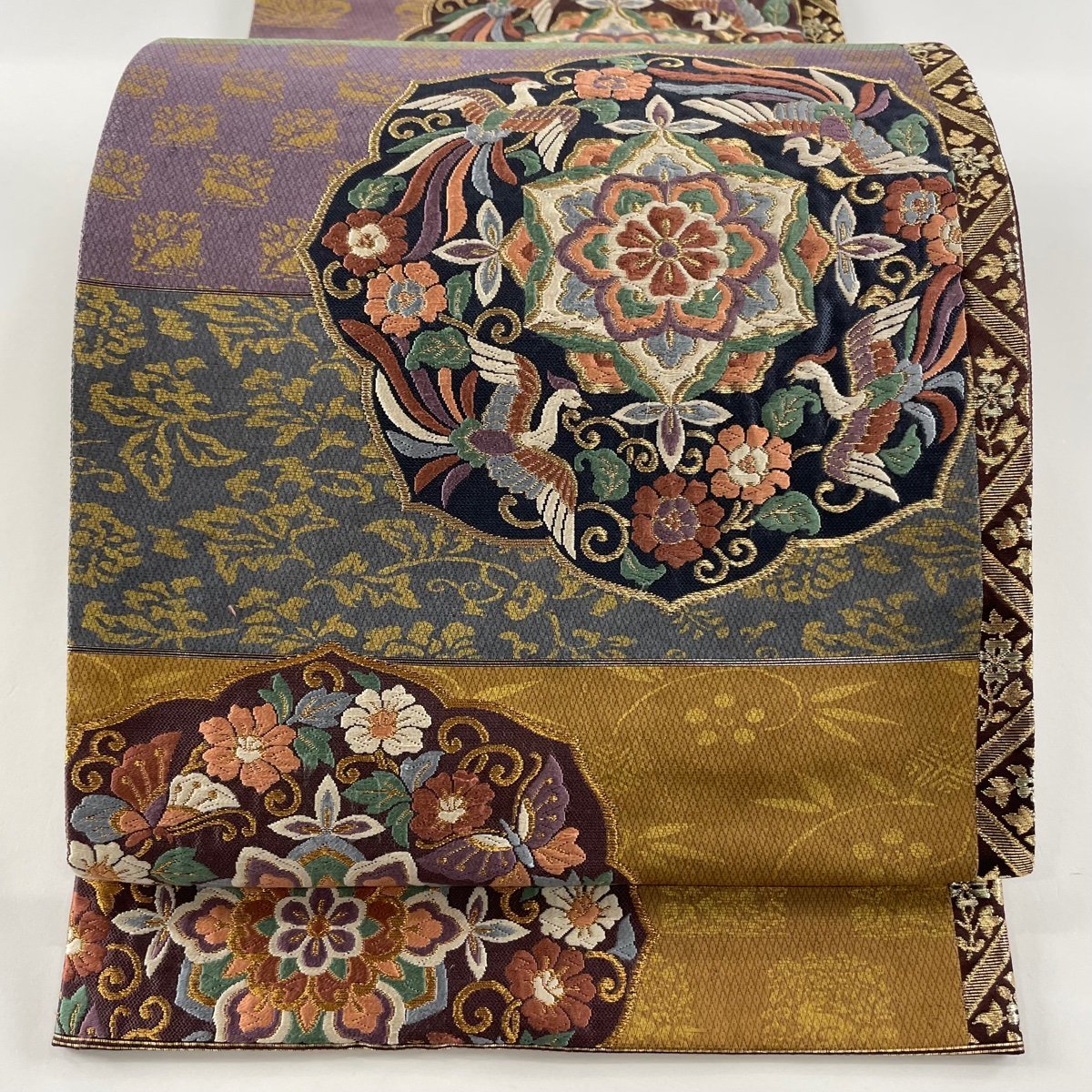  競ナビ 袋帯 秀品 草木染倭紙 華文 尾長鳥 金糸 金彩 紫 六通 正絹(仕立て上がり)｜売買されたオークション情報、yahooの商品情報をアーカイブ公開 - オークファン 仕立て上がり