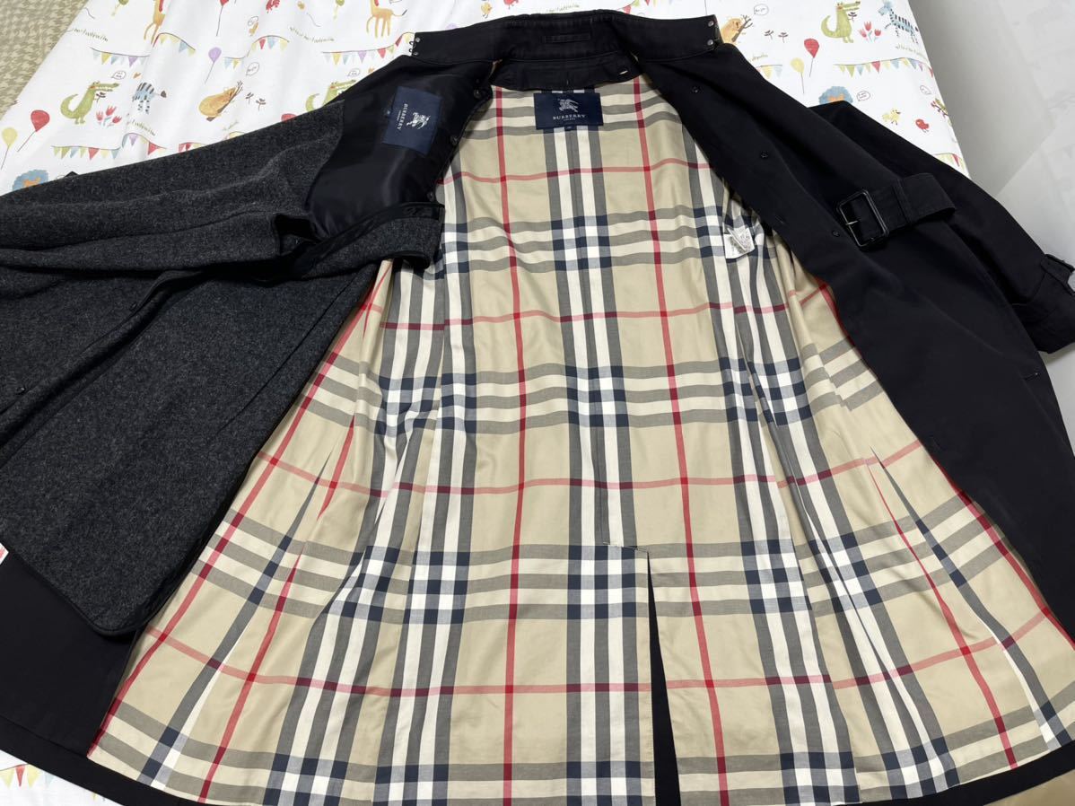 Burberry Londonブラック チェックロングコート バーバリーロンドン コート 38 黒 ノバチェック 三陽商会 FR027
