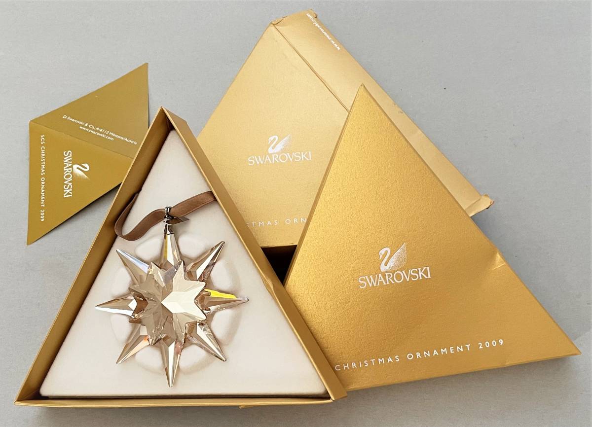 スワロフスキー　2009年版クリスマスオーナメント　未使用　SCS会員向け限定ゴールド　ゴールデンスパークリングスター　SWAROVSKI スワロフスキー クリスマスオーナメント SWAROVSKI ◇1円 クリアランスショップ Fan