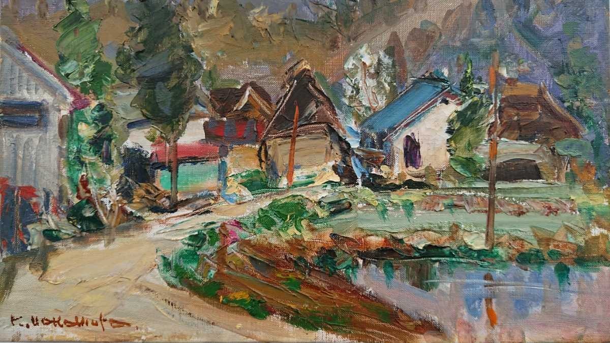 真作 中村勝美 油彩「信濃路」画寸 41cm×32cm F6 青森県出身 日展会友