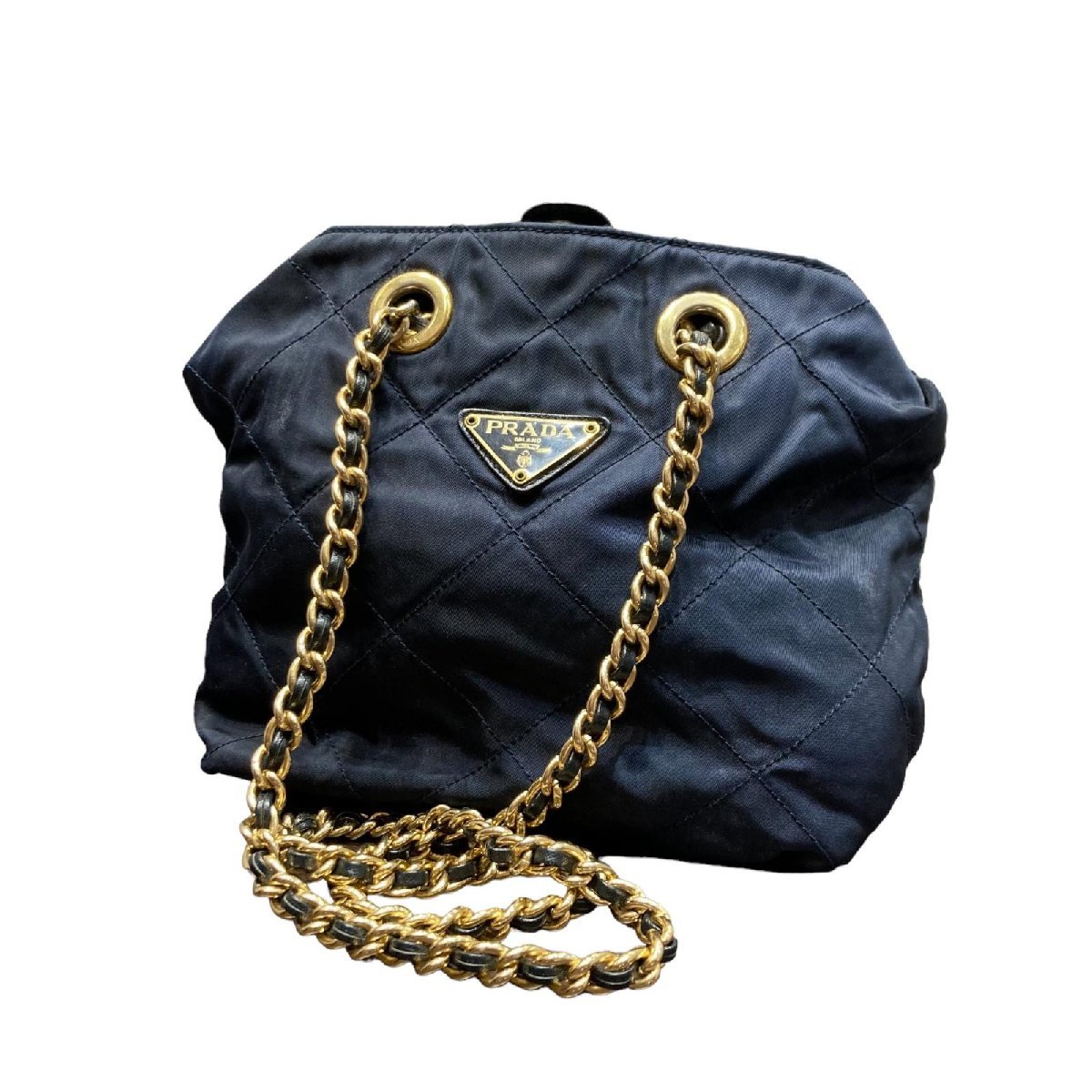 PRADA プラダ ナイロン チェーンショルダーバッグ ネイビー系 7番