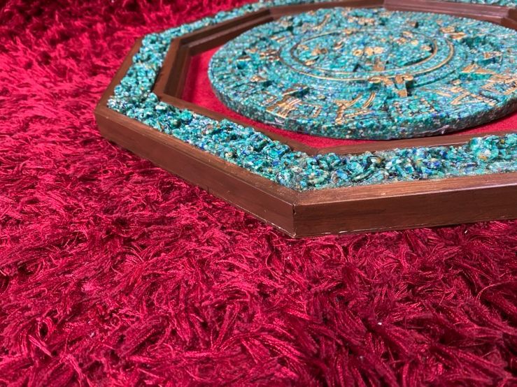 美品マヤ文明 太陽の石 寄木細工 置物 インテリア 工芸品 美術品