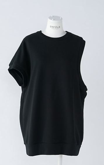 ♪ENFOLD エンフォルド♪黒 ドライスエット アシンメトリー ベスト♪38