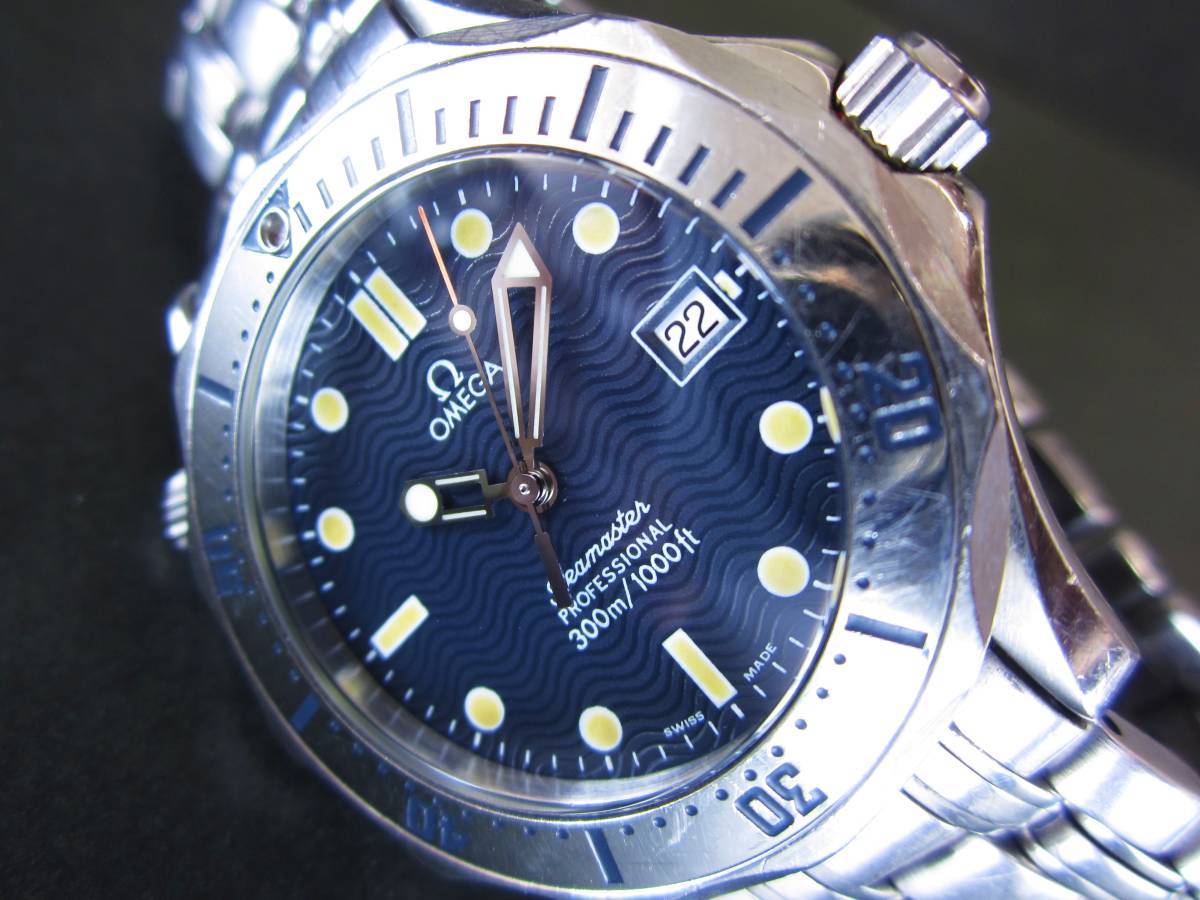 ◇ガラス無傷です◇●オメガ●　☆シーマスター☆　※300ｍ※　デイト　メンズ　【オメガ純正ブレスです】