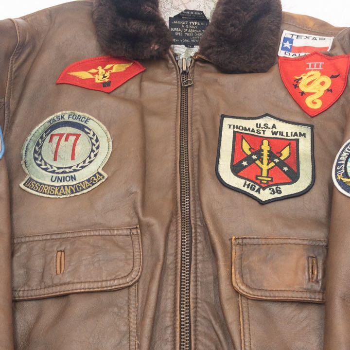 avirex レザーフライトジャケット　地図プリント AVIREX アヴィレックス A-2 フライトジャケットレザージャケット 地図