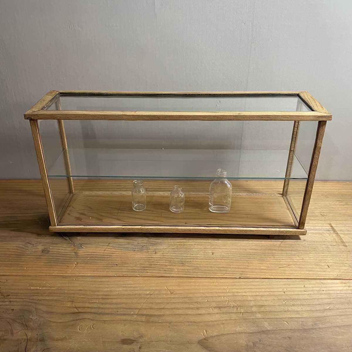 木のガラスケース コレクションケース D15.6cm×W55.1cm×H28.3cm 