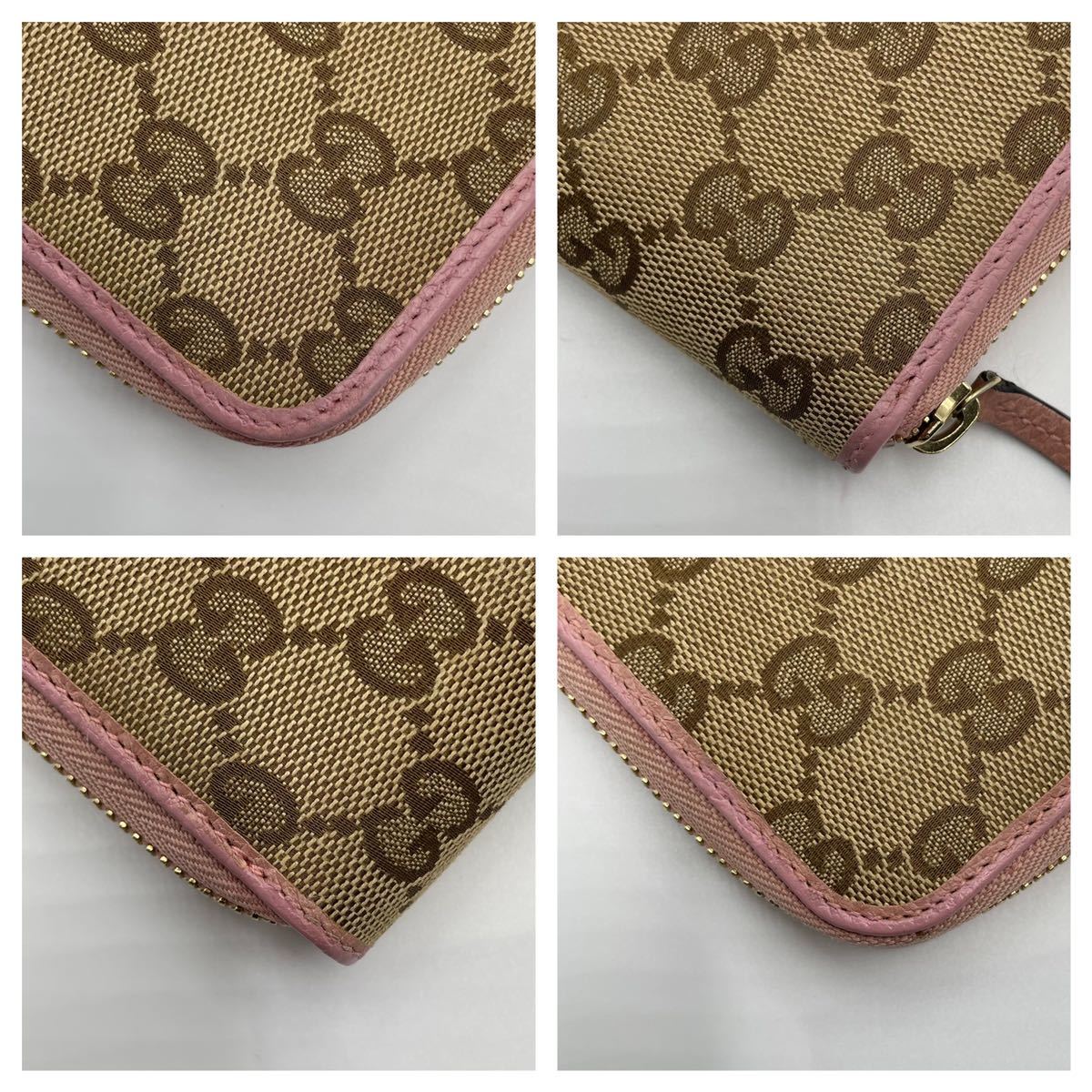 1円 【美品】GUCCI グッチ 長財布 GG キャンバス ラウンドファスナー 