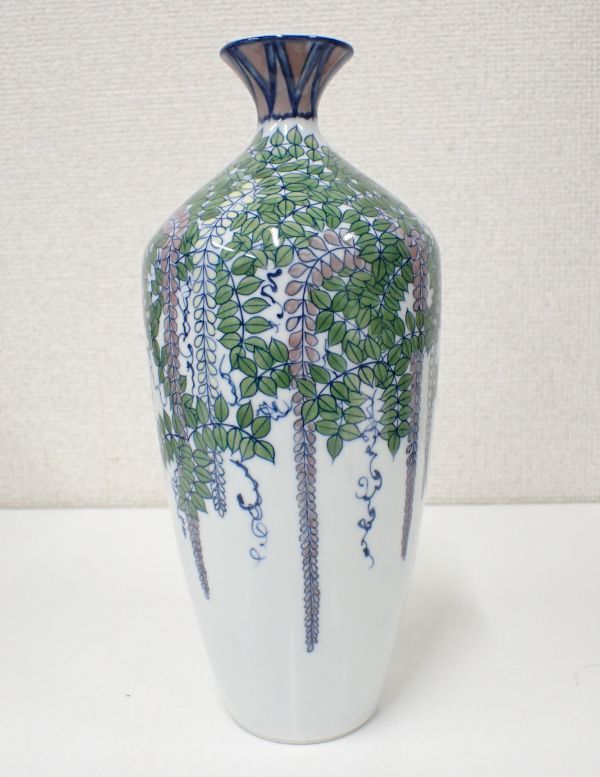豊20DZB/8A◇有田焼 山本潯陽作 壺 花瓶 花器 華道 26㎝ 古美術