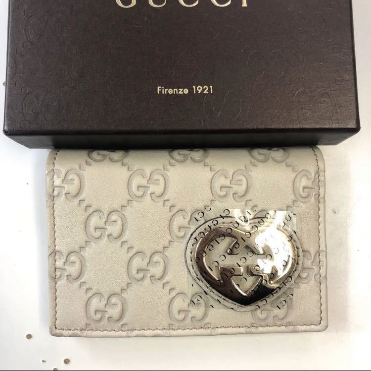 美品 GUCCI グッチシマ ラブリーハート レザーカードケース 名刺入れ
