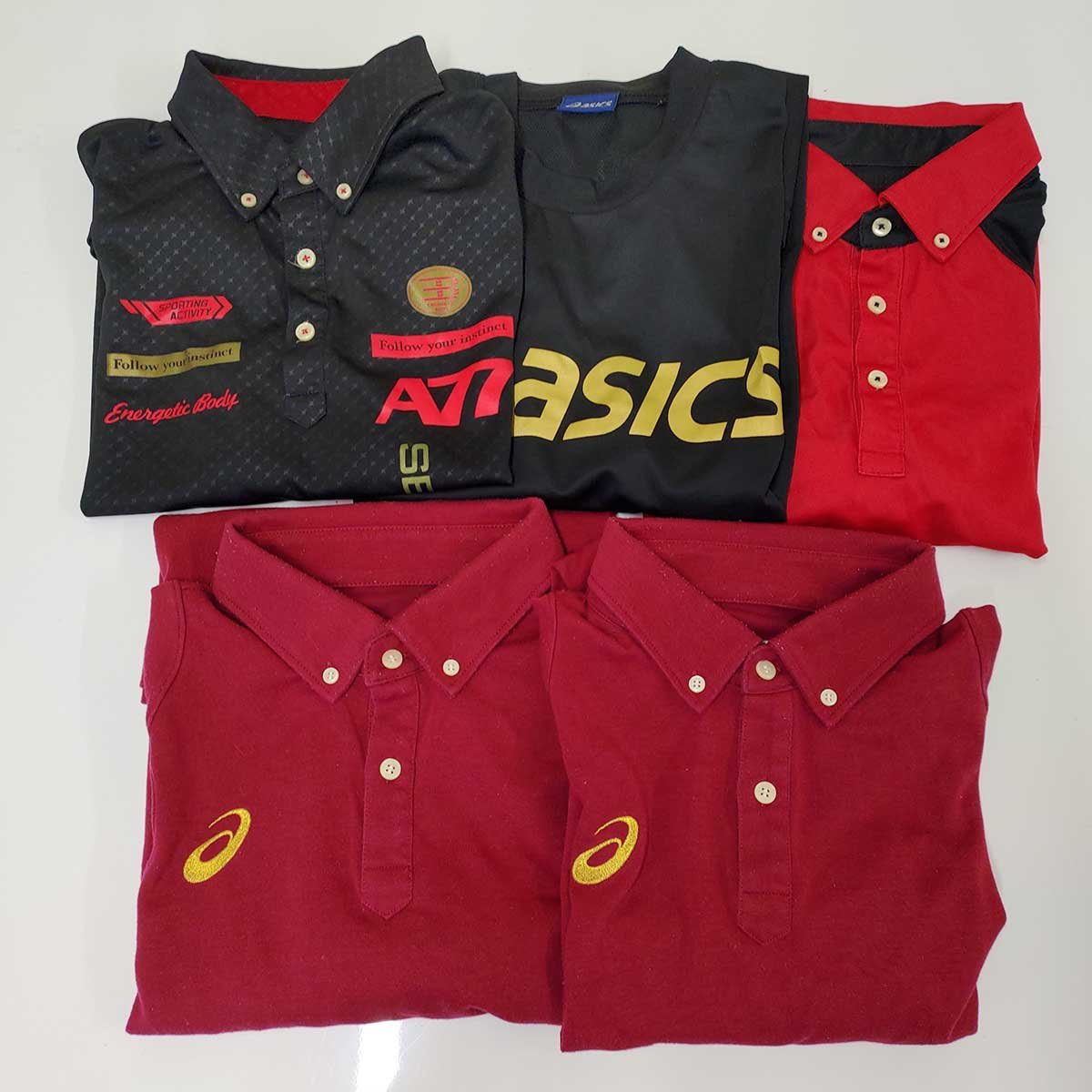 【中古】[5点セット] アシックス ポロシャツ Tシャツ ドライシャツ L メンズ asics スポーツ バレーボール