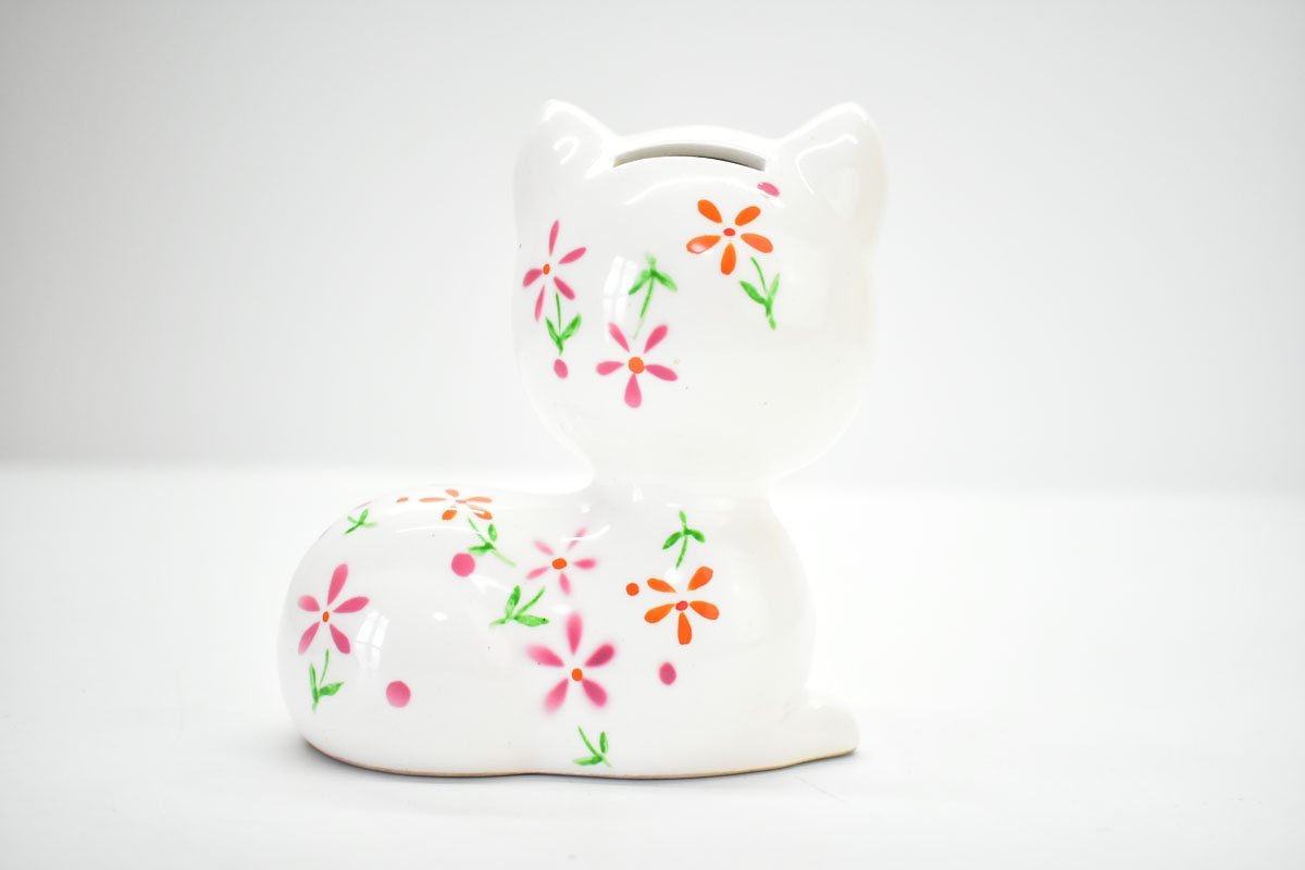 希少 内藤ルネ 陶器製 猫 貯金箱 12.5cm [DESIGN BY RUNE][置物][ねこ 