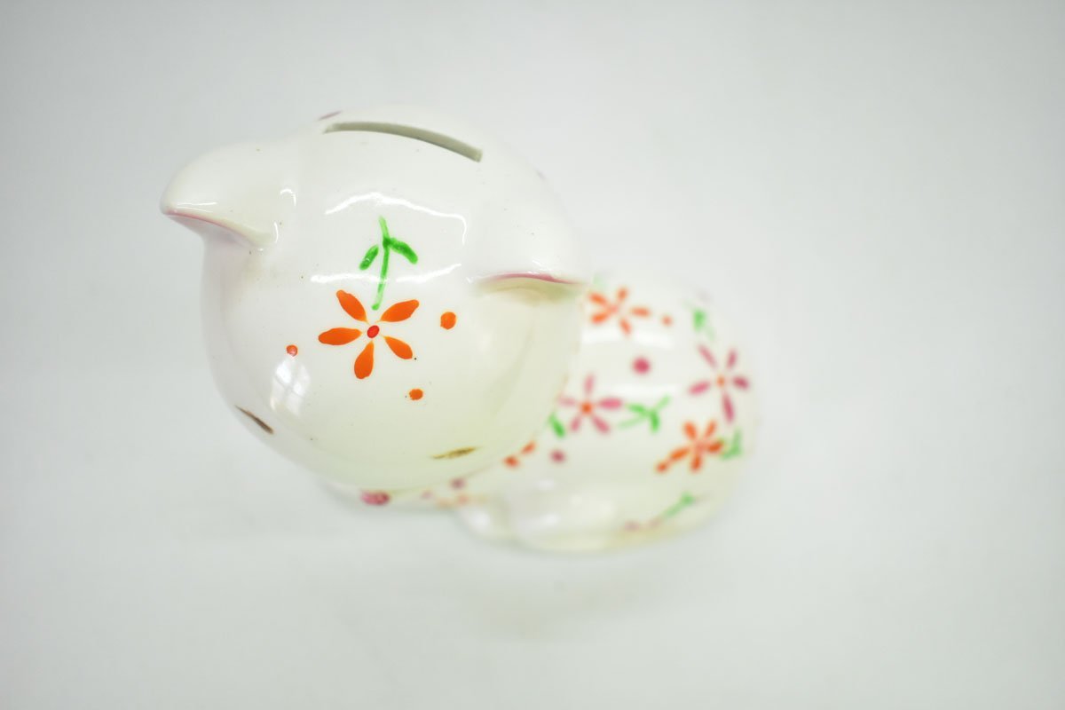 希少 内藤ルネ 陶器製 猫 貯金箱 12.5cm [DESIGN BY RUNE][置物][ねこ 