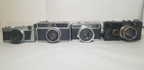 カメラ、光学機器 YASHICA フィルムカメラ YASHICA等 4台 など 【未点検・未清掃】コンパクトフィルムカメラ yashica / FUJICA / Contax