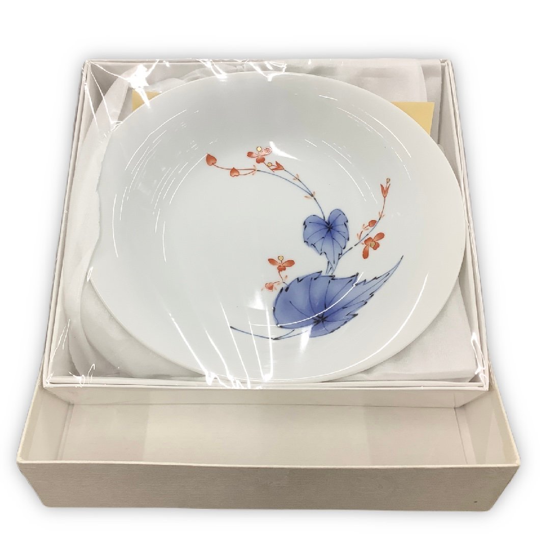 1826 深川製磁 水引草 楕円皿 5客 24cm 未使用 1826 深川製磁 水引草
