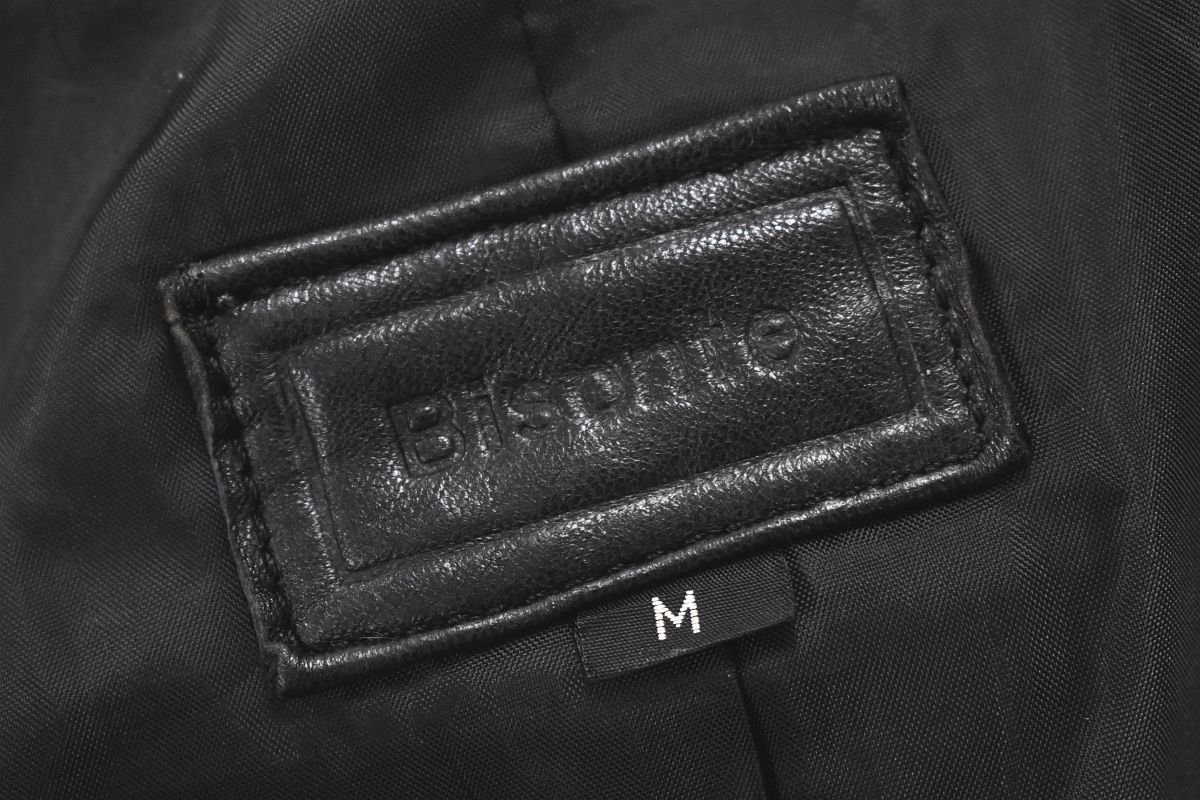 ☆雰囲気抜群! Bisonte 本革 レザー デザイン ライダース ジャケット M