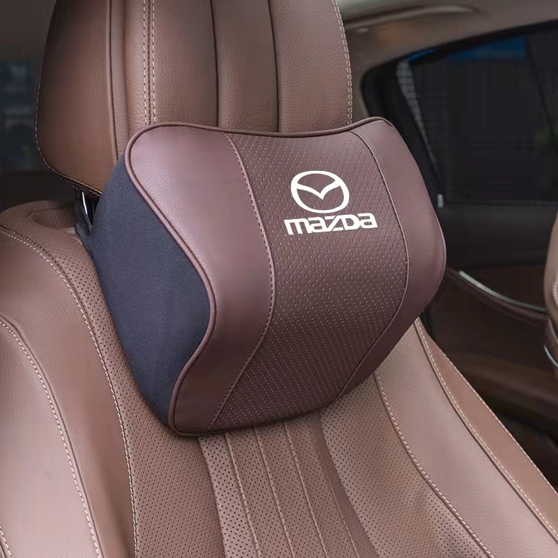マツダ Mazda 専用 車用記憶 通気性弾性 ネックパッド レザー 首 ネック 2個 CX-3 CX-5 CX-8 MPV RX-8 4色選択可 車用記憶 通気性弾性 ネックパッド 新品 ロゴ入り CX9