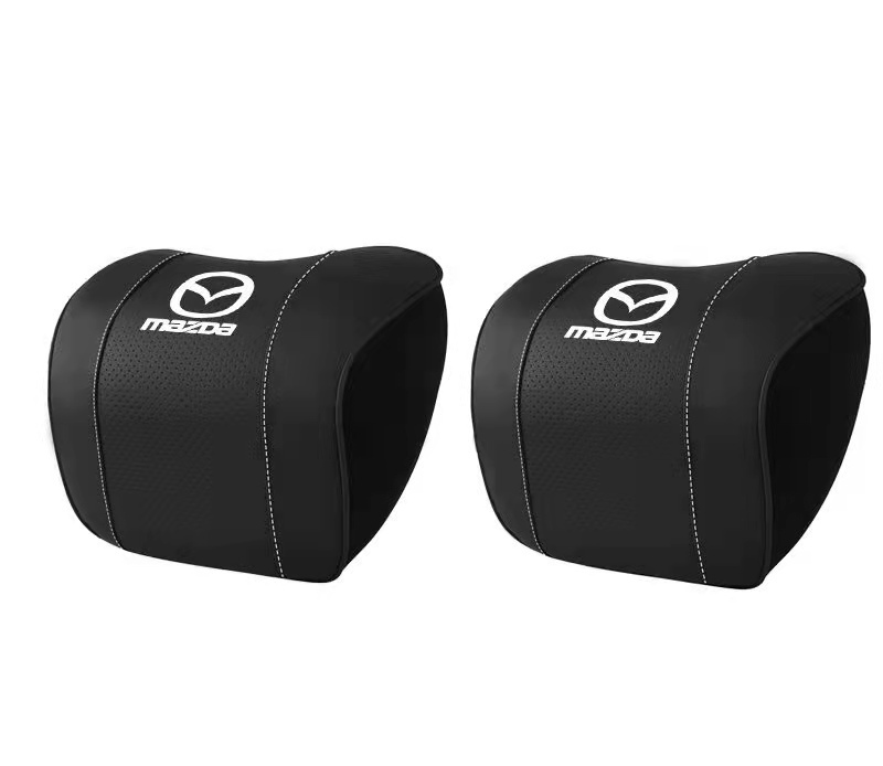 マツダ Mazda 専用 車用記憶 通気性弾性 ネックパッド レザー 首 ネック 2個 CX-3 CX-5 CX-8 MPV RX-8 4色選択可 車用記憶 通気性弾性 ネックパッド 新品 ロゴ入り CX9