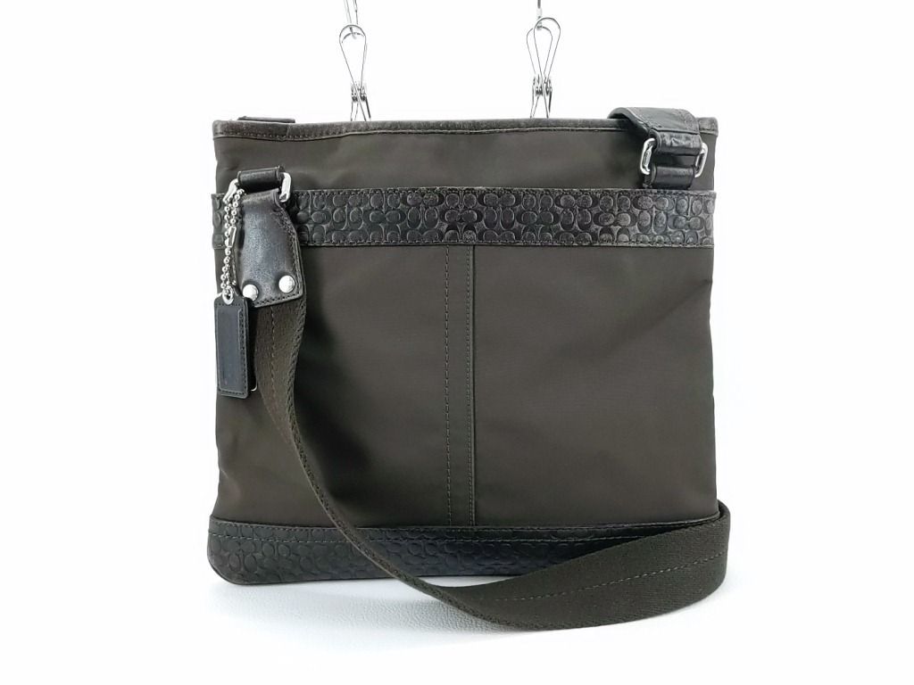 COACH コーチ F70325 ミニ シグネチャー ナイロン レザー ブラウン 
