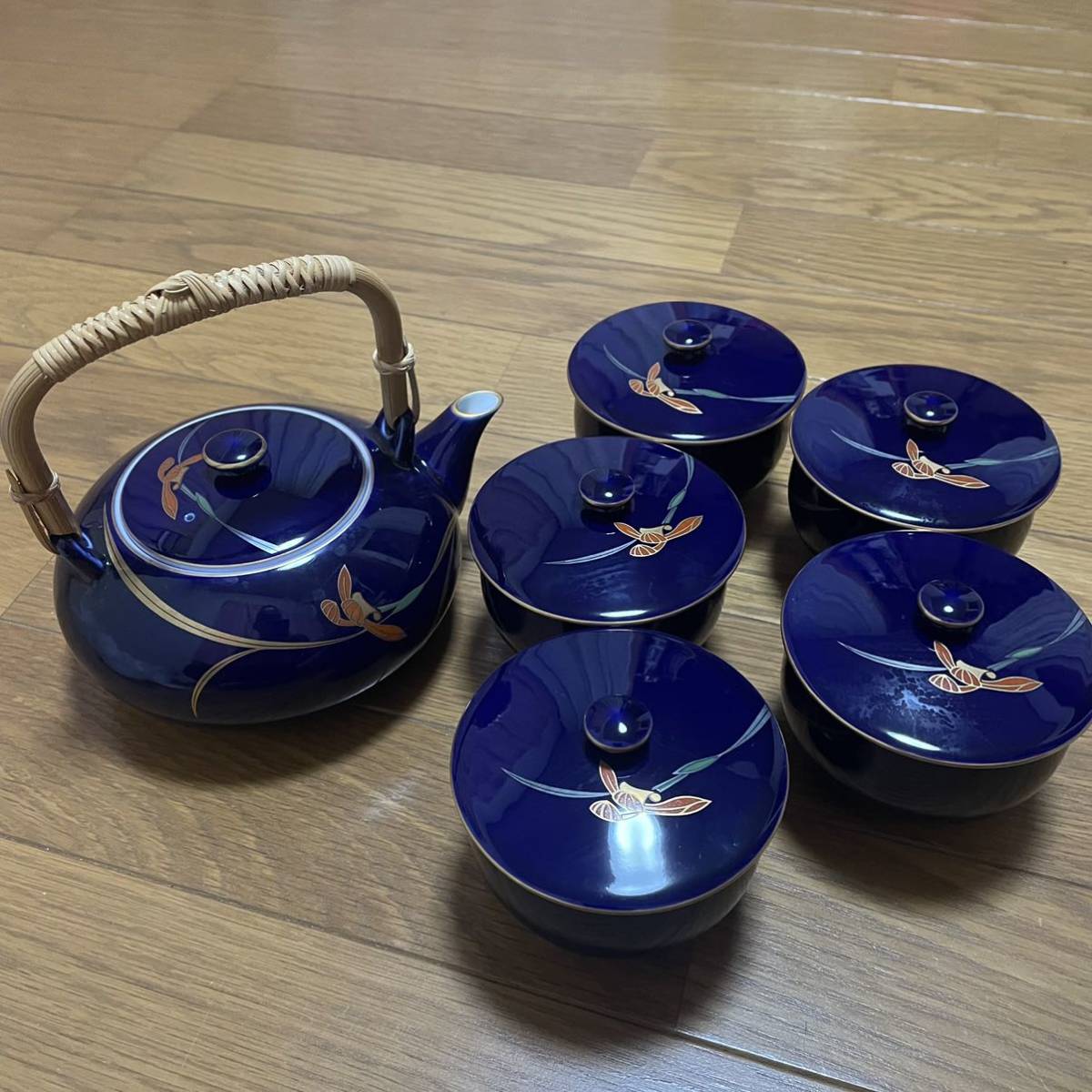香蘭社 急須 茶器揃 未使用 茶器セット 湯呑 金彩 和食器 5客 湯呑み 