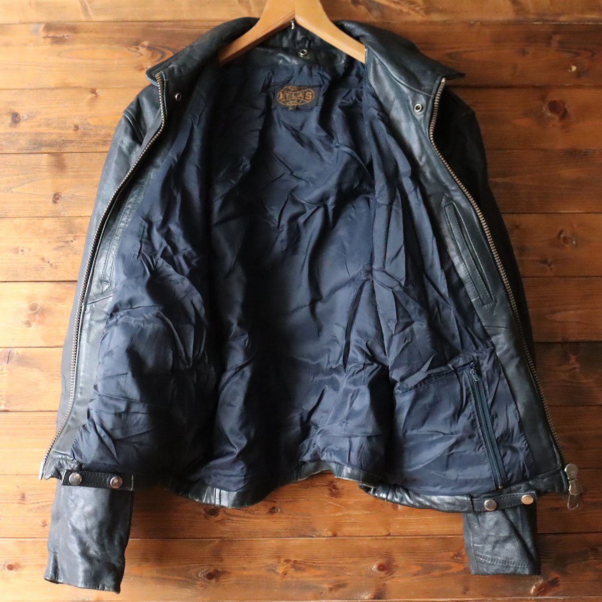 80s atlas フランス軍　フライトジャケット　レザージャケット I4/s11.7-2 80s ビンテージ フランス軍 ATLAS 本革 K6 レザーフライト