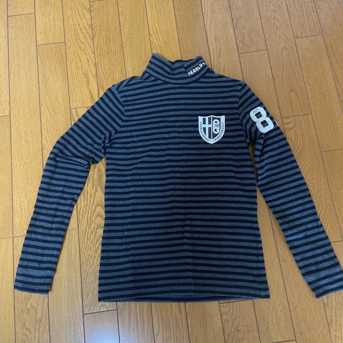 PEARLY GATES パーリーゲイツ 長袖シャツ ハイネック インナーシャツ グレー ボーダー サイズ0