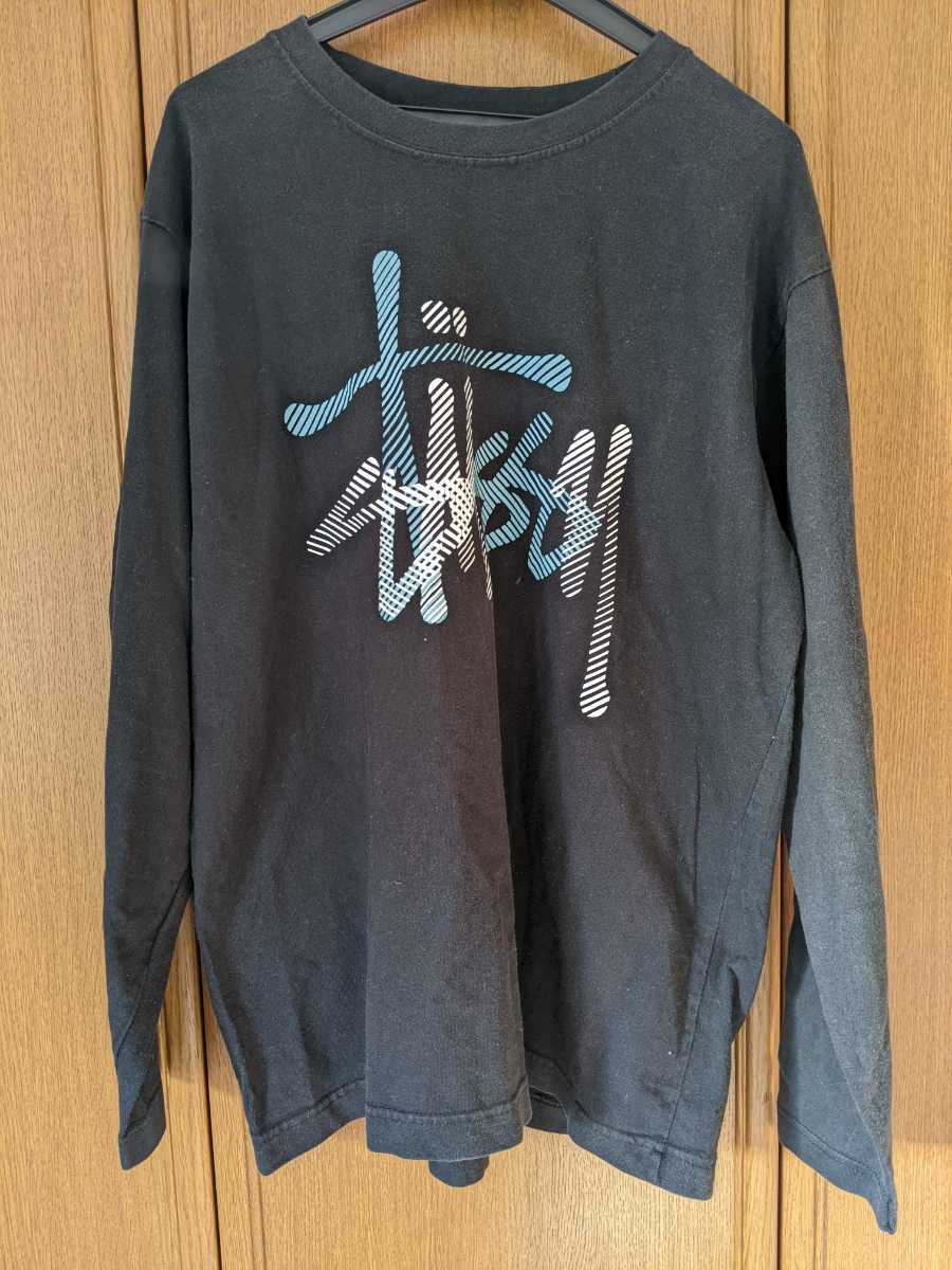 STUSSY　長袖Tシャツ ロングTシャツ ロンT ネイビー Lサイズ USA アメリカ製　即決　ステューシー　