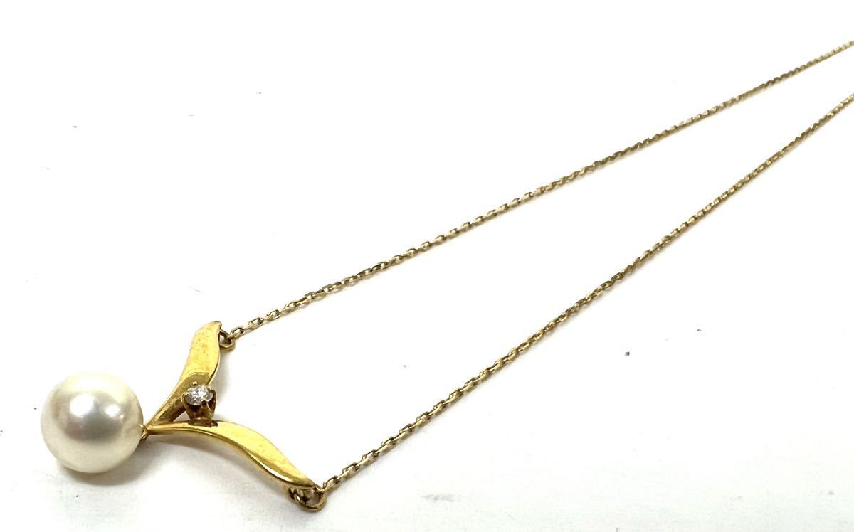 MIKIMOTO ミキモト ネックレス 真珠 K18アコヤパール ダイヤモンド 18 