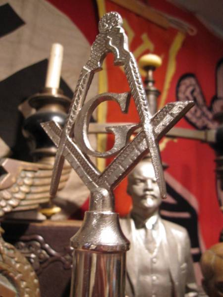 レア物！OLD フリーメイソン　ポールトップ旗頭　秘密結社/英国