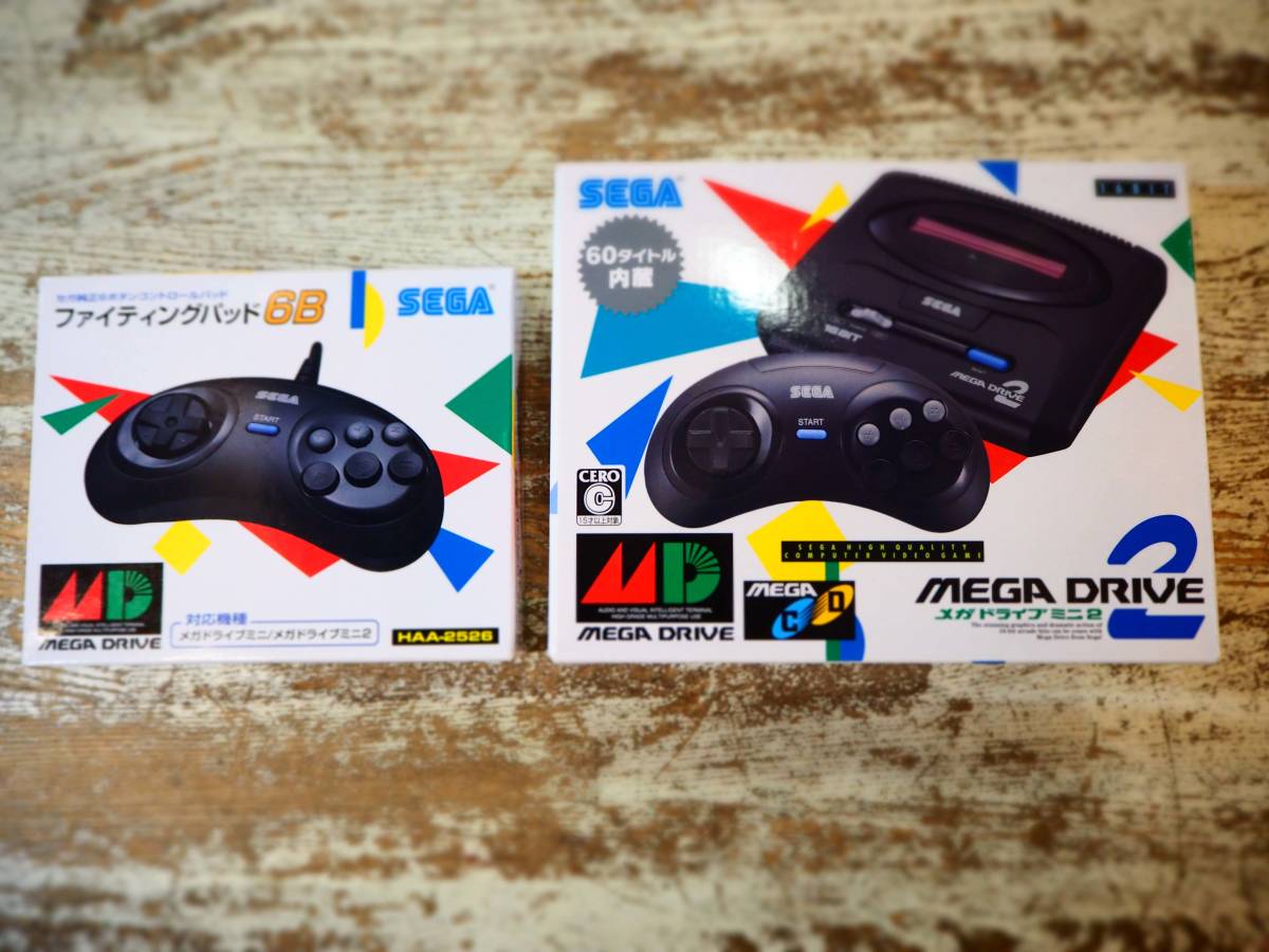  2点セット メガドライブミニ2 ＋ファイティングパッド6B(本体、アクセサリー)｜売買されたオークション情報、yahooの商品情報をアーカイブ公開 - オークファン メガドライブ