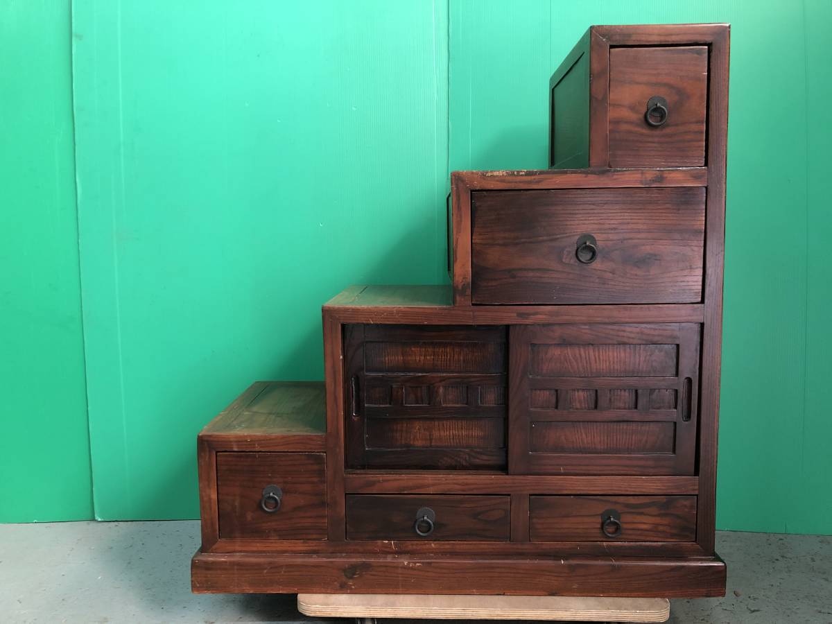 中古☆両面階段箪笥☆階段箪笥☆階段収納☆箪笥☆飾り棚☆両面☆和箪笥