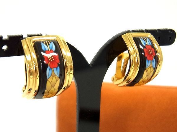 バングル HERMES エルメス エマイユGM エマイユ 馬柄 メタル ゴールド