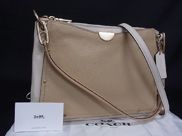 1円 ■美品■ COACH コーチ 54161 ドリーマー レザー 2WAY ショルダーバッグ クロスボディ 肩掛けかばん レディース ベージュ系 AE6875チオ