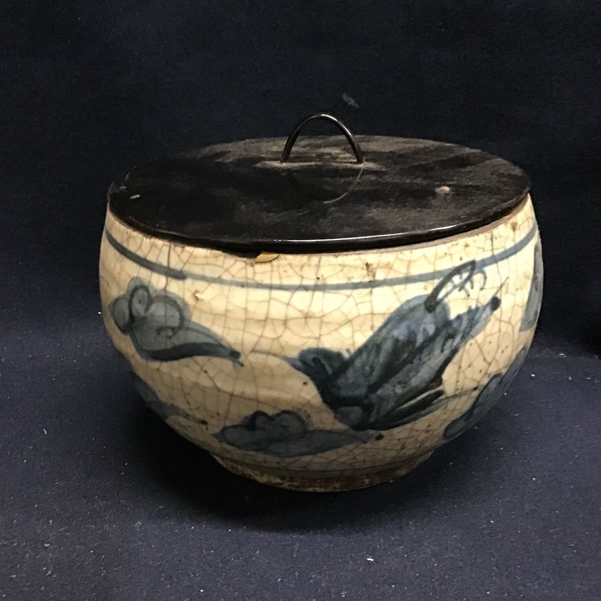 古染付 貫入 中国美術 水指 建水 呉須 青絵花鳥図 朝鮮美術 唐物 古陶磁 茶道具 明末 呉須染付　蓋付碗　菓子鉢 菓子器