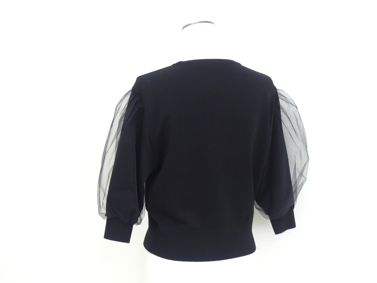 美品✨ 【FOXEY】パフスリーブ ジップトップス ブラック 38 FOXEY ニットトップ バルーン 38 ブラック レーヨンBLEND パフスリーブ