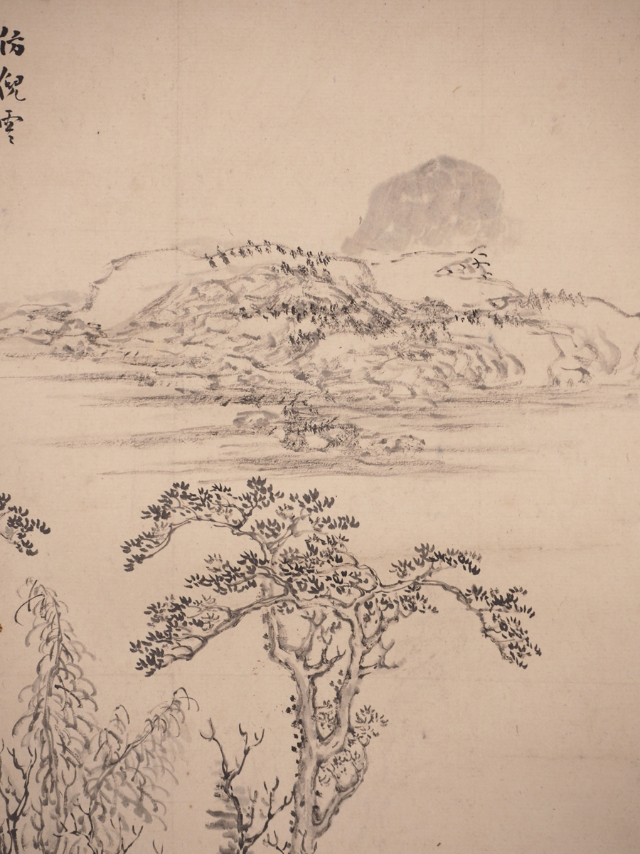 模写】【帆足杏雨】13376 掛軸 日本画 画賛 水墨山水画 箱付 紙本 大分
