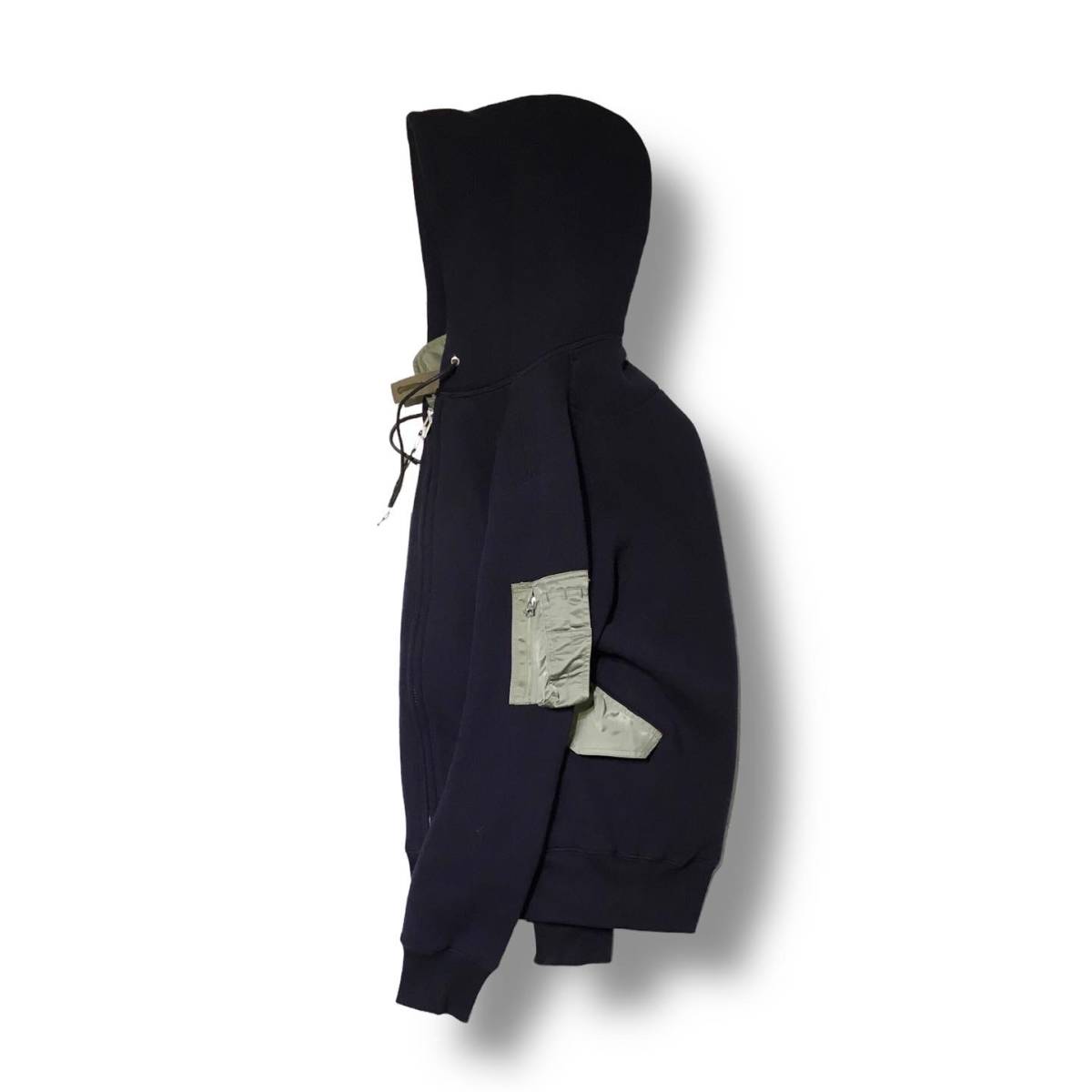 21AW sacai スポンジスウェットフーディ サイズ2 ナイロン切替 