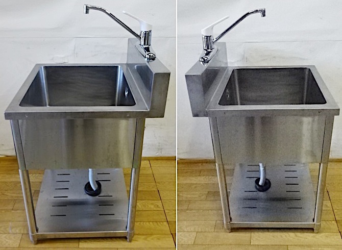タニコー 業務用 ステンレス製 1槽シンク 600×600×800 / 厨房 水栓付き