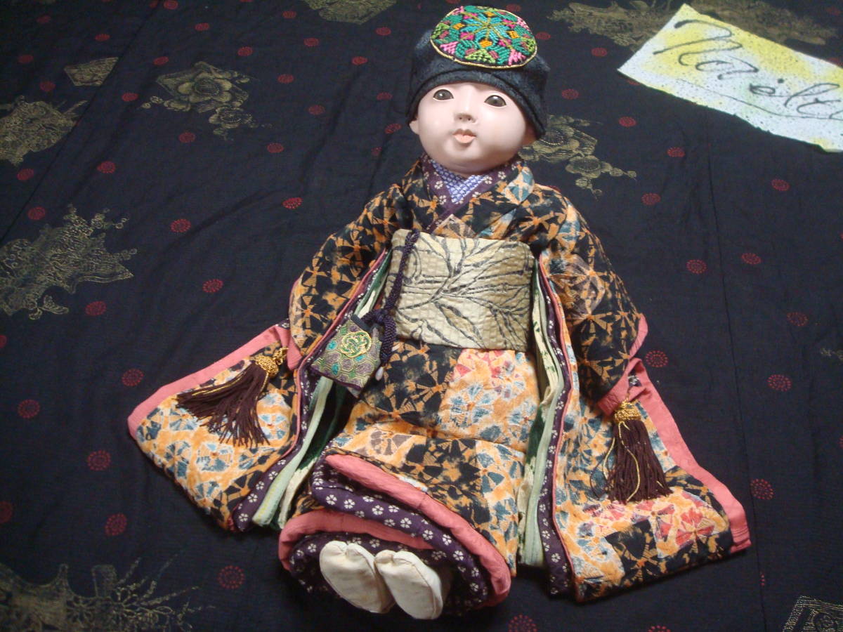 市松さんビスクさん創作人形さんに・10号・蜘蛛絞り縮緬・”向寒の