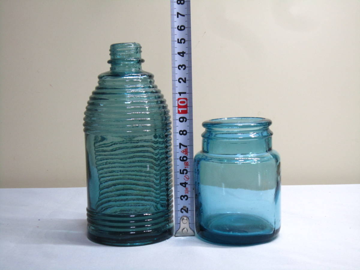 古いガラス瓶 5本セット 空瓶 薬瓶など ラムネ色 昭和レトロ(雑貨