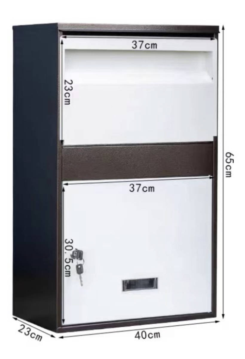 【新品】大型 郵便ポスト 宅配ボックス　屋外用　壁付け　メールボックス　材質:金属メッキ板　65x40x23cm