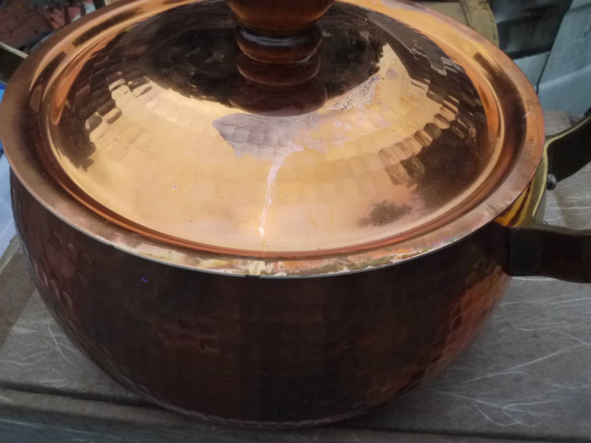 銅鍋 両手鍋 2.0L 純銅 島本 シマモト Shimamoto SS 未使用 レトロ