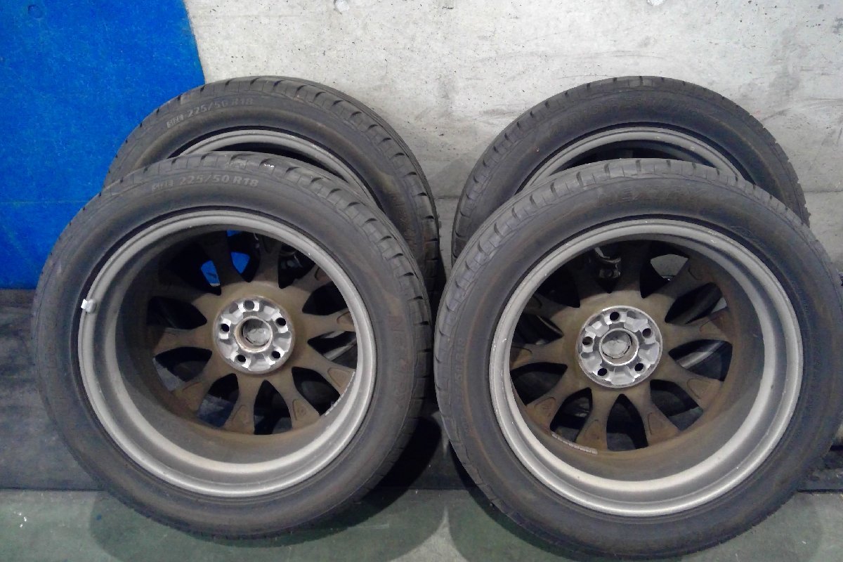 H)トヨタ エスティマ純正アルミホイール 18インチ 7J +51 タイヤ2021年