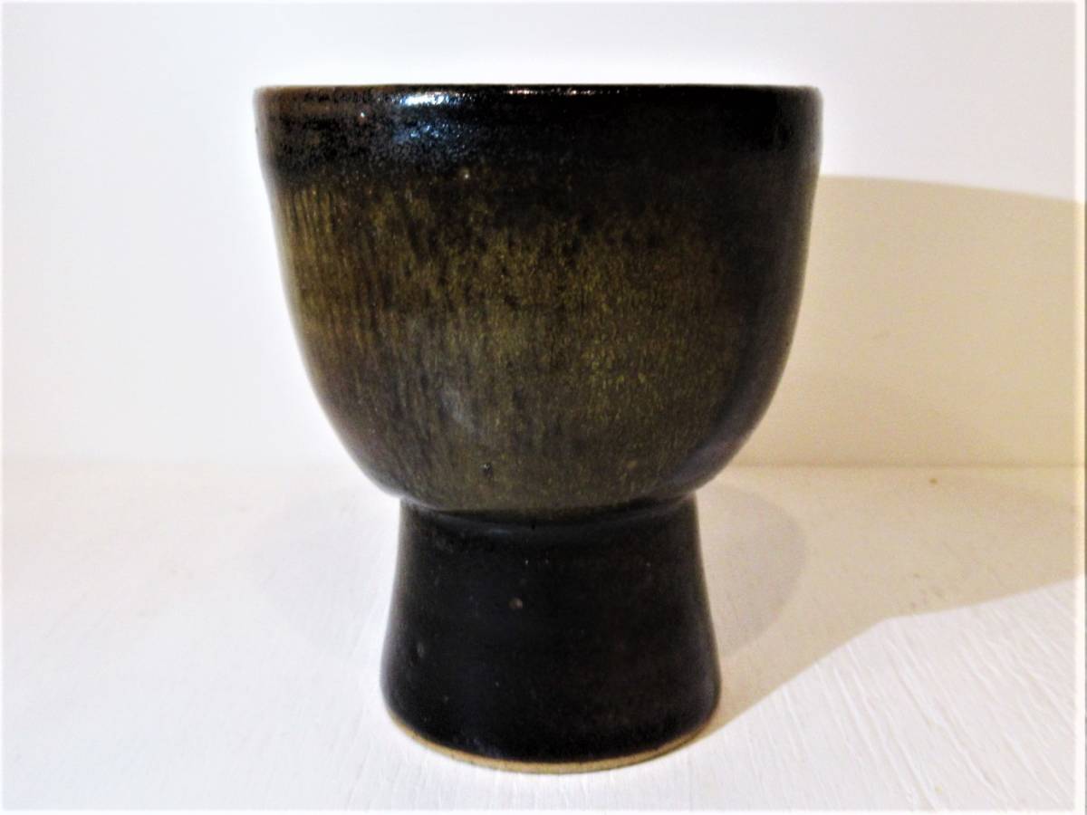 バーナード リーチ作 黒釉茶碗 セントアイブス窯 ce355】英国 Vintage