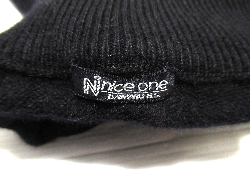 カシミヤ100％！美品 大丸購入 Nice One ナイスワン 高級素材 PURE CASHMERE モックネック ニットセーター ブラック L メンズ one カシミヤ100% 大丸 month a debut
