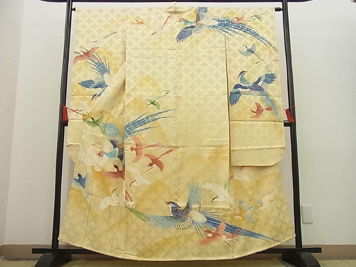 エース出品 着物屋ほのか□本加賀友禅作家 毎田仁郎 振袖 刺繍 飛鳥文 暈し染め