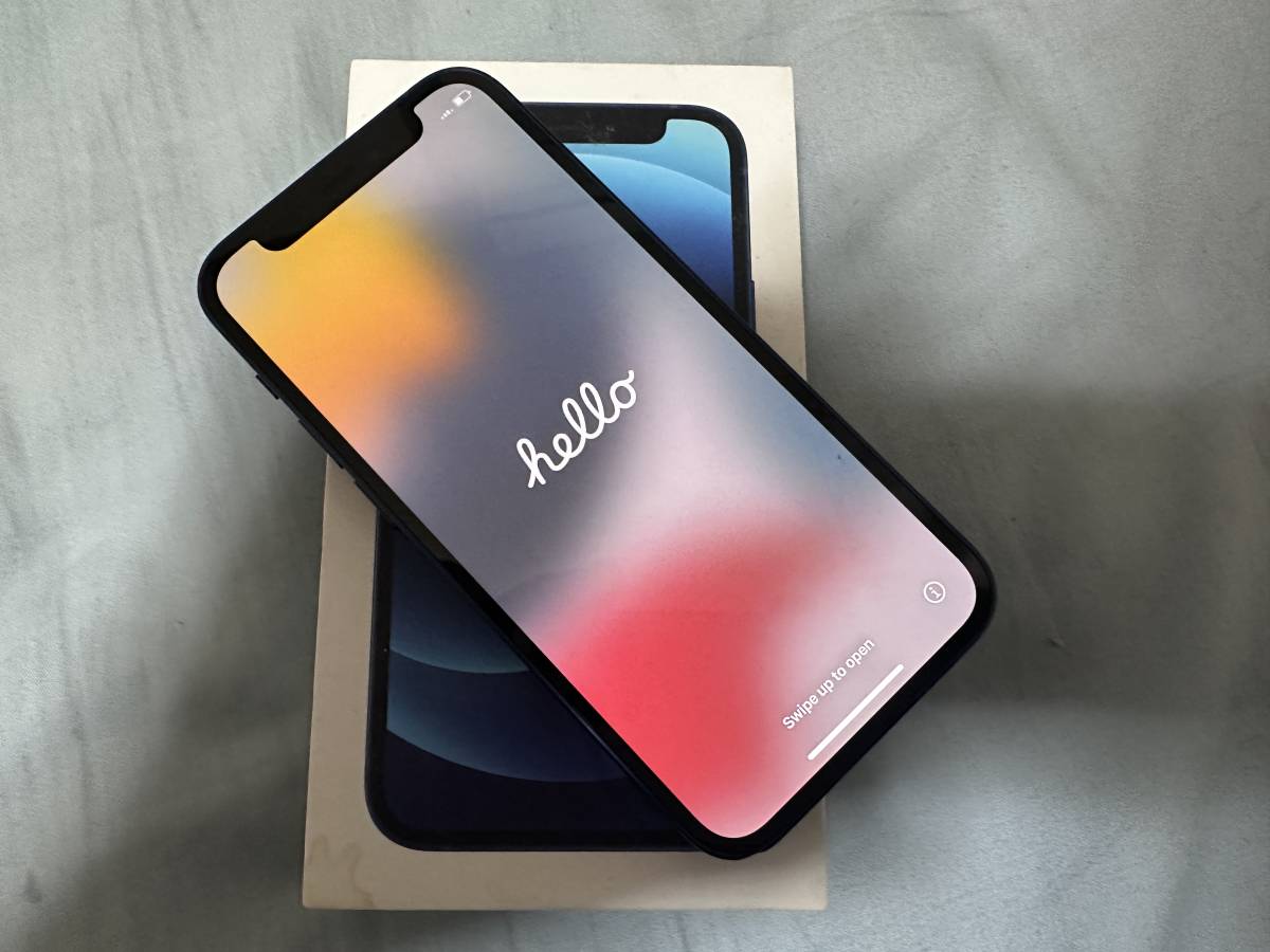 iPhone12mini 国内版SIMフリー 128GB 一括購入 残債なし ブルー 中古 アイフォーン Apple Store mini 0 iPhone 75% 128GBブラック ケース付き